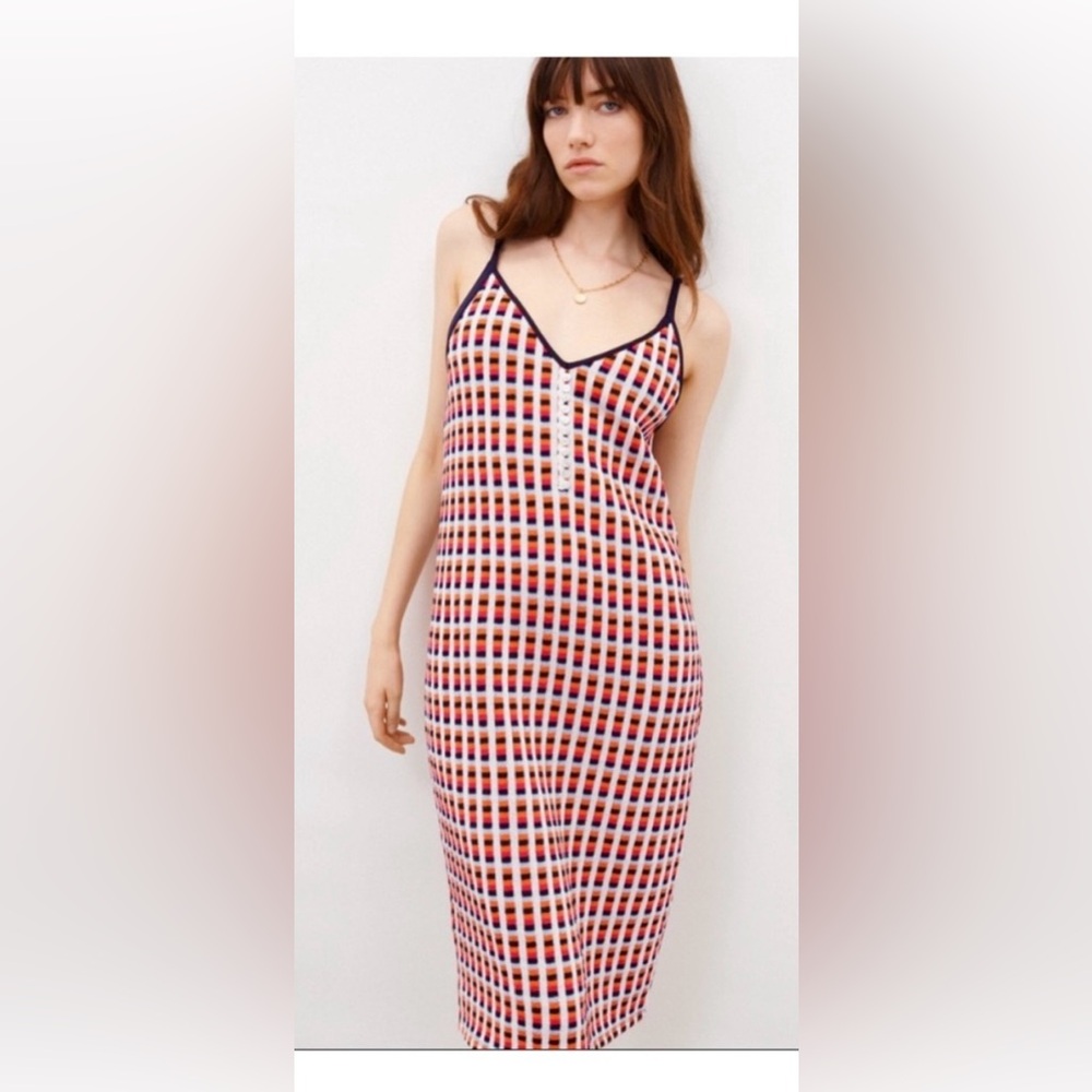 Zara Colourful Striped Strappy
Crochet Midi Dress - Small